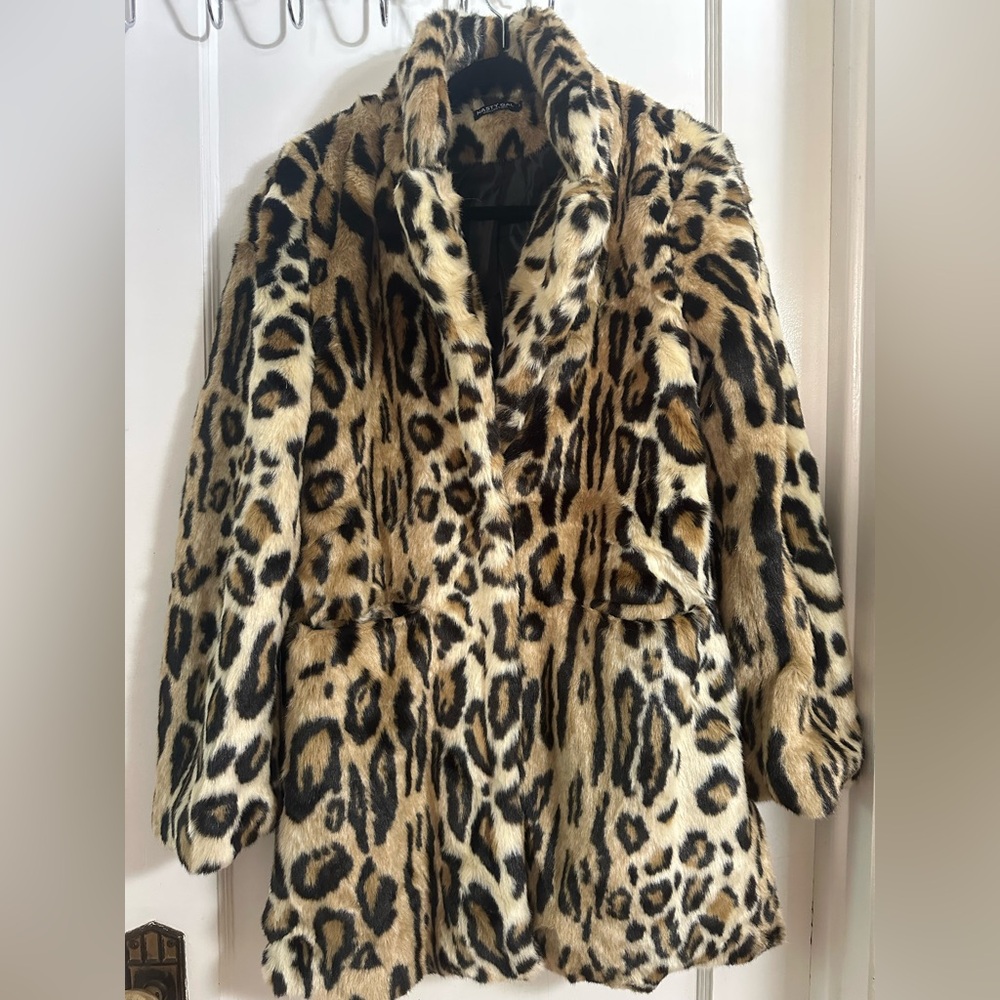 Nasty Gal Collection Leopard Print Faux Fur Coat